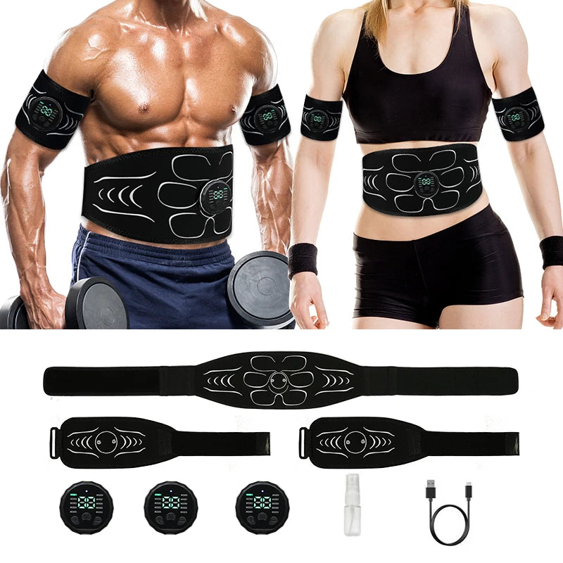 EMS Muskelstimulator Gürtel oder Armpads – Elektrischer Bauch- und Armmuskeltrainer für Zuhause