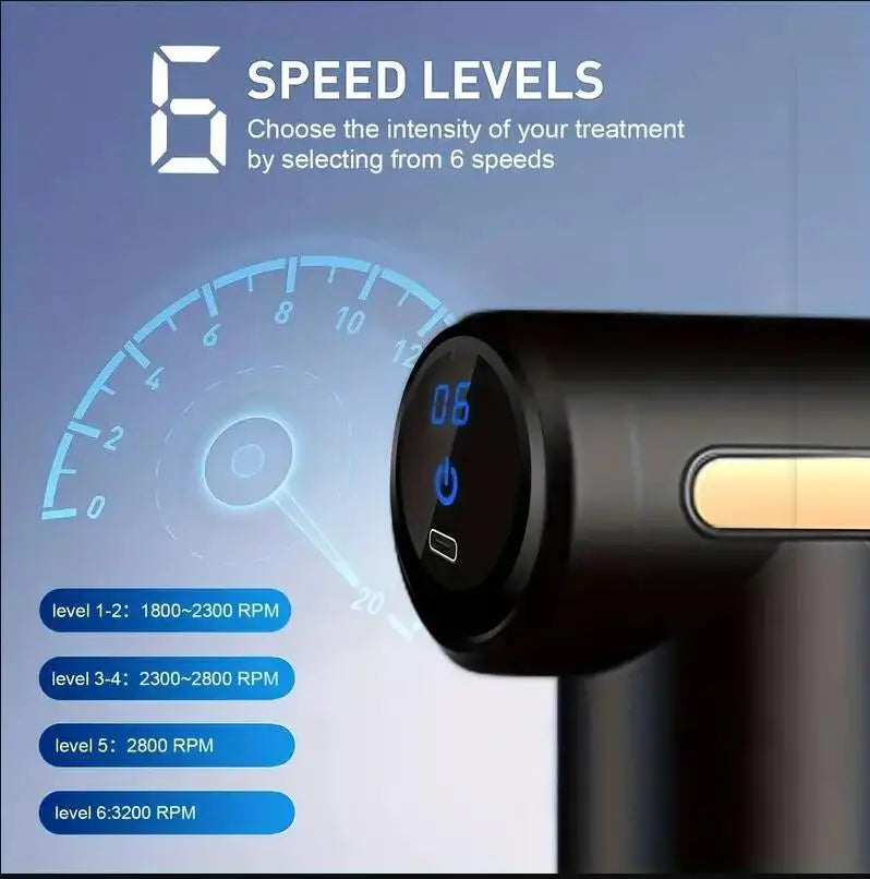 Mini-Massagepistole – Tiefengewebe-Massagegerät mit 4 Aufsätzen & LED-Anzeige | Für Rücken, Nacken & Ganzkörper