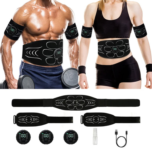 EMS Muskelstimulator Gürtel oder Armpads – Elektrischer Bauch- und Armmuskeltrainer für Zuhause